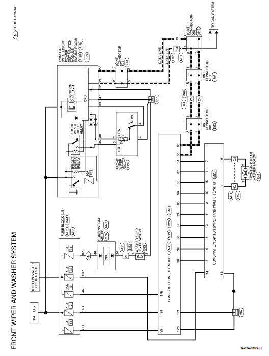 Nissan Rogue Service Manual Front wiper and washer system Wiring